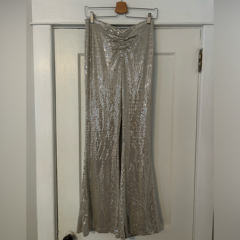 Urban Outfitters sequin silver pants size medium